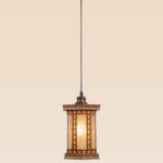 Vertical wooden pendant light with etched frosted glass and classic lantern design — Checkmark Model 24 — perfect for entryways, hallways, and intimate corners