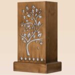 Handcrafted wooden table lamp with tree cutout design and ambient glow – DARKAR wood lighting-checkmark furniture trading