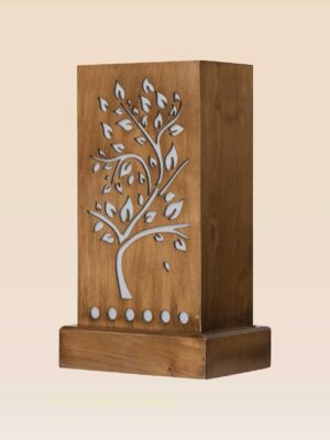 Handcrafted wooden table lamp with tree cutout design and ambient glow – DARKAR wood lighting-checkmark furniture trading