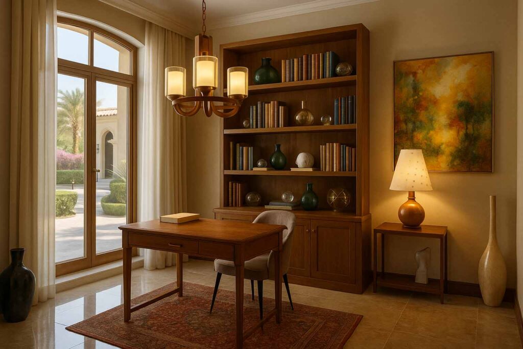 table lamp used in decorating with wooden lighting for ambiance