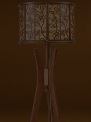 Modern wooden table lamp with a sculptural curved base and fabric lampshade, ideal for contemporary and minimalist interior décor