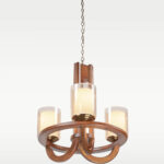 Minimalist wooden chandelier with three cylindrical frosted glass shades – Checkmark model 205-3