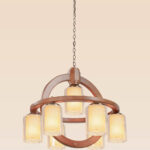 Wooden chandelier with 7 upward lights and circular ring design – Checkmark 230-7r