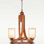 Three-light chandelier with wooden circular frame and clear glass – Checkmark 240-3-front-view