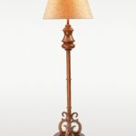 Wooden floor lamp model 614 with carved detailing, scroll-style base, and wide fabric shade – decorative traditional floor lamp for elegant interiors