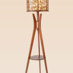 floral shade wooden floor lamp 635