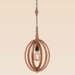 Minimalist wooden pendant light with exposed bulb and oval ring frame – Checkmark Model 26b – perfect for cozy corners and creative spaces