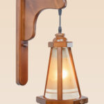 Rustic wooden cone-shaped wall sconce light with frosted glass shade – Model 415, wall sconce lights, modern wall sconces, rustic wall sconces, decorative wall sconces, wooden wall sconces, indoor wall sconces, vintage wall sconces