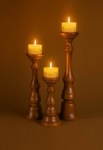 wooden candle holders model 821 – decorative pillar candle stand-lit
