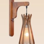 Wooden wall sconce light with conical frosted glass shade – Model 403, rustic wall sconces, decorative wall sconces, wooden wall sconces, indoor wall sconces