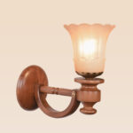 Wooden wall sconce light with carved floral frosted glass shade – Model 404a, rustic wall sconces, decorative wall sconces, wooden wall sconces, indoor wall sconces, vintage wall sconces