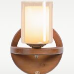 Wooden wall sconce light with cylindrical frosted glass shade – Model 405, wall sconce lights, modern wall sconces, rustic wall sconces, decorative wall sconces, wooden wall sconces, indoor wall sconces, vintage wall sconces