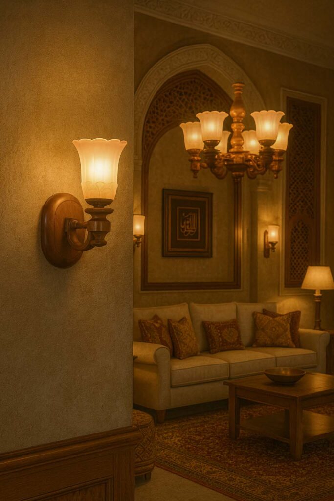 wooden wall sconce for living room ambience