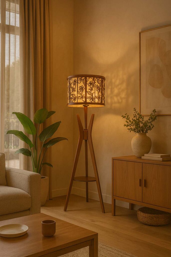 wooden lighting designs UAE wooden floor lamp