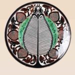 decorative ceramic dish leaf motif with symmetrical design