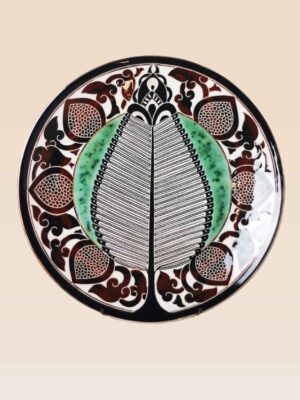 decorative ceramic dish leaf motif with symmetrical design
