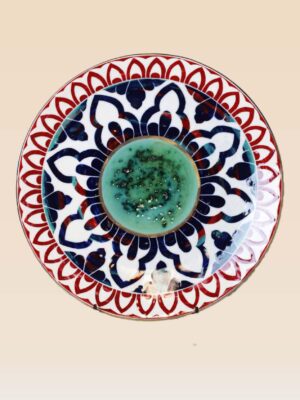 decorative ceramic dish floral ring pattern with radial design