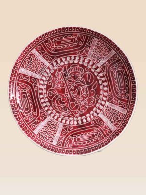 Handcrafted ceramic decorative dish suitable for wall or tabletop display in red