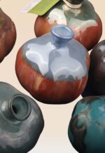 Pomegranate ceramic art gloss displayed as a curated interior accent