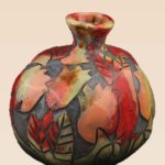 Pomegranate ceramic art handcrafted as a sculptural decorative object