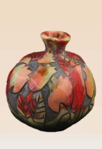 Pomegranate ceramic art handcrafted as a sculptural decorative object