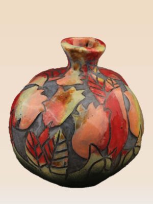 Pomegranate ceramic art handcrafted as a sculptural decorative object