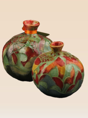 Luxury interior styling with pomegranate ceramic art sculpture