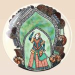 Qajar art handcrafted decorative dish with detailed figurative illustration
