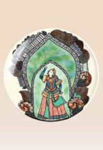 Qajar art handcrafted decorative dish with detailed figurative illustration