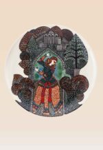 Qajar art handcrafted decorative dish featuring ornamental arch design