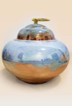 Refined glaze ceramic lidded jar with smooth surface and sculptural form