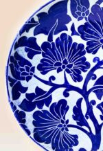 decorative ceramic dish mixed coloring style close up