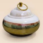Refined glaze ceramic lidded jar with smooth surface and sculptural form size small