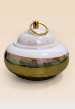 Refined glaze ceramic lidded jar with smooth surface and sculptural form size small