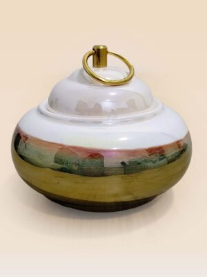 Refined glaze ceramic lidded jar with smooth surface and sculptural form size small
