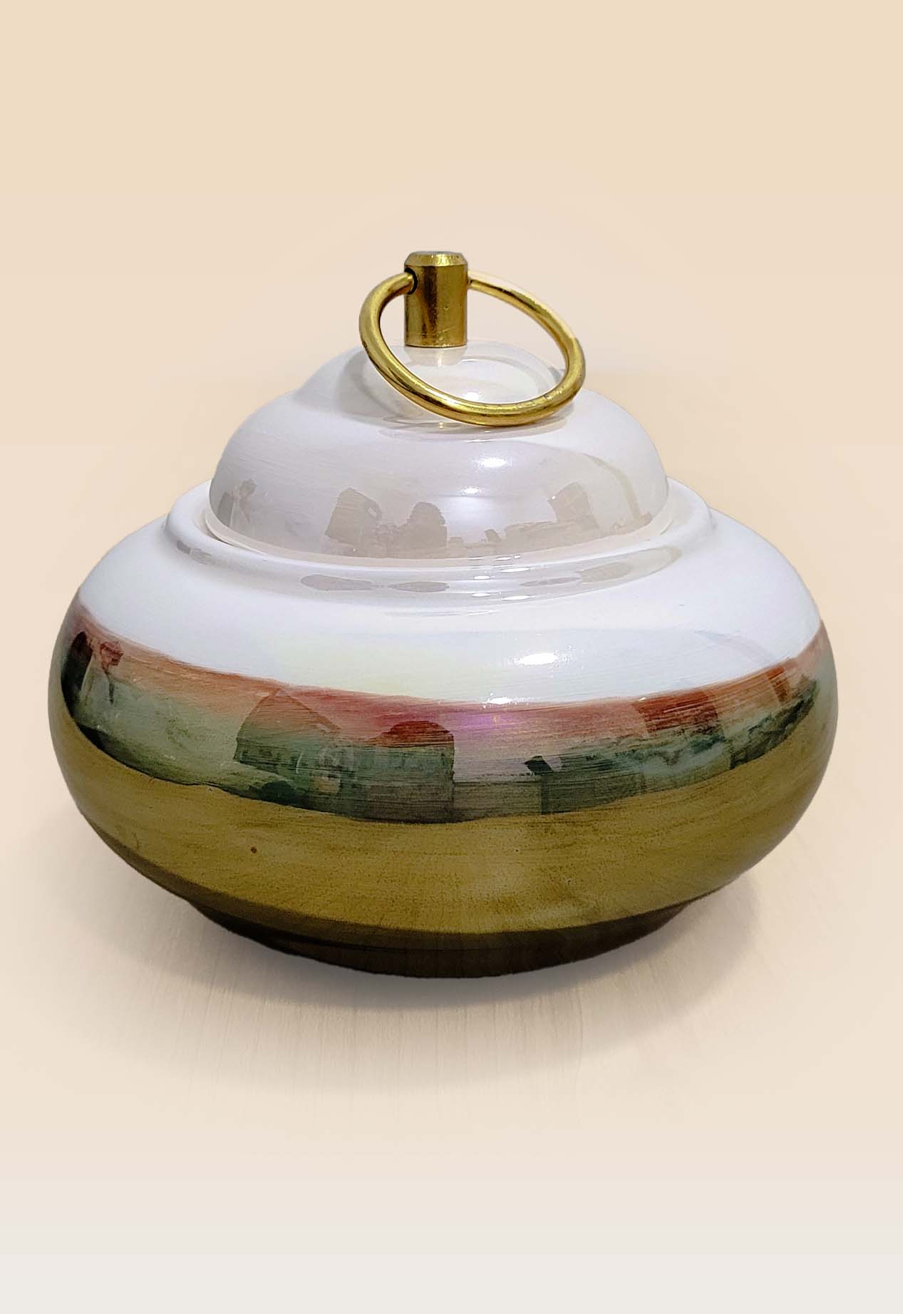 refined-glaze-ceramic-lidded-jar-side-view-small Refined glaze ceramic lidded jar with smooth surface and sculptural form size small
