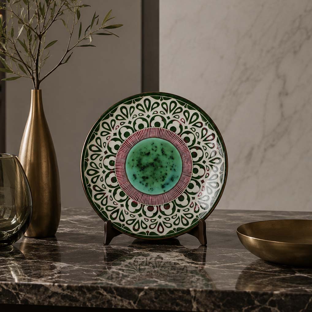 Ceramic decor for interior designers paired with wood, stone, metal, glass and warm lighting