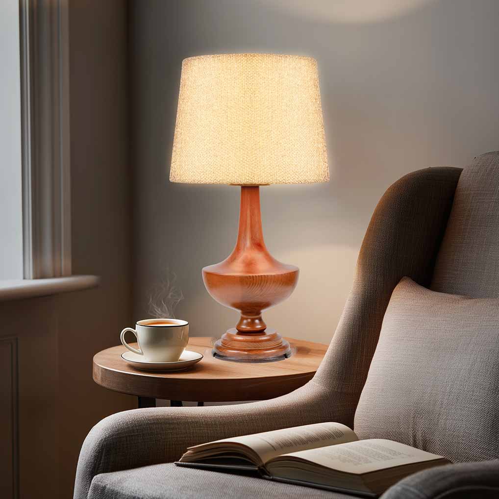 Glazed ceramic objects with warm lighting in ceramic console table styling table lamp